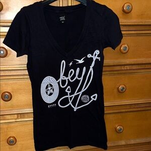 Obey Black and White Graphic Tee